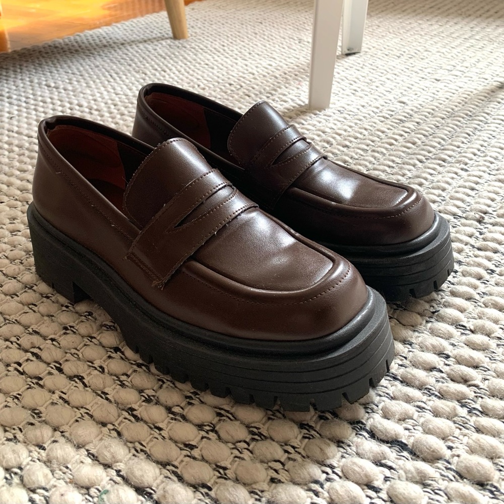 alohas brown vegan leather loafers